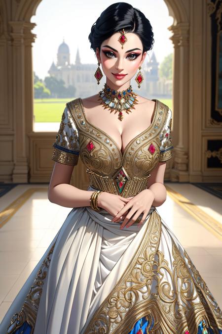 ((Masterpiece, best quality,edgQuality)),smile,smirk,
Haute_Couture, 
edgNath,
a woman posing for a picture
,wearing a (Haute_Couture,edgBW fashion) designer dress with edgNath_jewelry
 <lora:edgBollywoodLycoris:1>