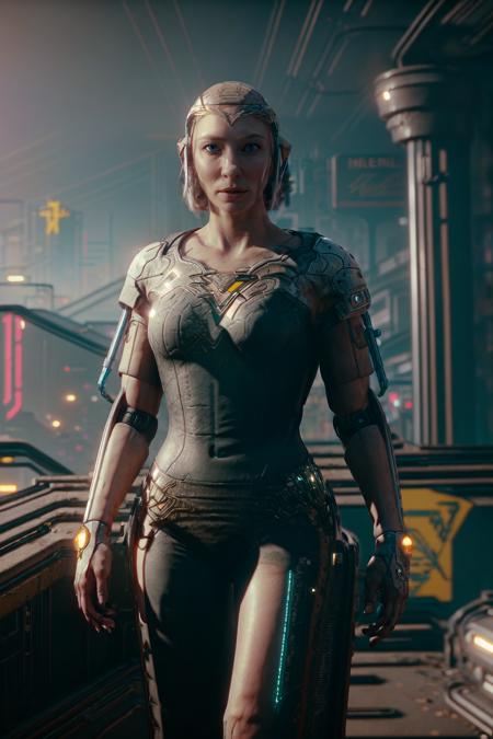 (((full body character portrait))),  dynamic battle pose, ((((realistic, photo of galadriel, long hair, blonde hair, elf, pointy ears, blue eyes, white dress, realistic, tiara, <lora:GaladrielV2:1>)))), ((((wearing cybernetic robotic arms and legs)))), dystopian futuristic scene,  epic scenery, colorful using complementary colors, inspired by Lord of the Rings and cyberpunk 2077, deep layered digital art, insane details, <lora:add_detail:1>, dystopian atmosphere, ((((background: futuristic middle-earth in cyberpunk 2077 style)))), masterpiece, best quality, 8k uhd, dslr, soft lighting, high quality, film grain, Fujifilm XT3