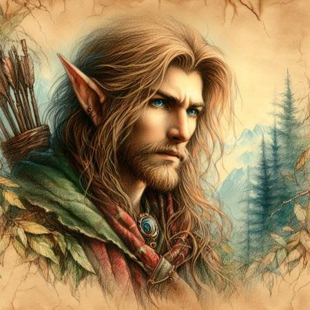 Simulation of an illustration on parchment (characters) V1