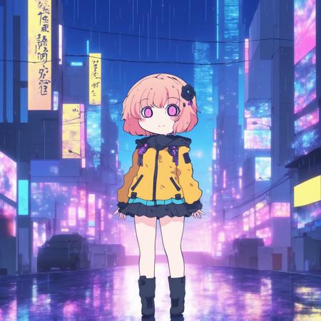 anime screencap, glint, drawing, best quality, a full body of a happy girl standing in the middle of the cyberpunk city, rain, big eyes, 2d, cute,
anime girl, waifu, cel shading, magical girl, vivid colors, (outline:1.1), manga anime artstyle, masterpiece, offical wallpaper, glint
<lora:chahan_sdxl_v1:1>