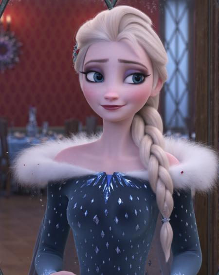 Elsa in bule winter dress