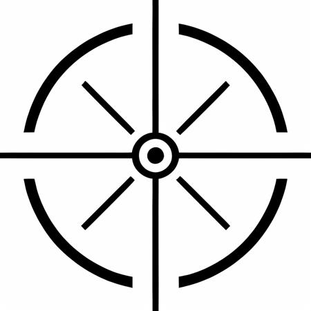 nvjobaim, a crosshaired with circle with a circular, a crosshaired sight scope with a crosshaired sight, crosshair, aim, white background, intricate, complicated, intricate, black and white