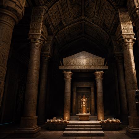 (masterpiece:1.2), (best quality,:1.2), 8k, HDR, ultra detailed, ((photorealistic)), professional light, cinematic lighting, fashion photography, ambient lighting, <lora:detail_slider_v4:4>, an Egyptian tomb, FanUn, <lora:FantasyUnderground-10:1>, epiCPhoto,