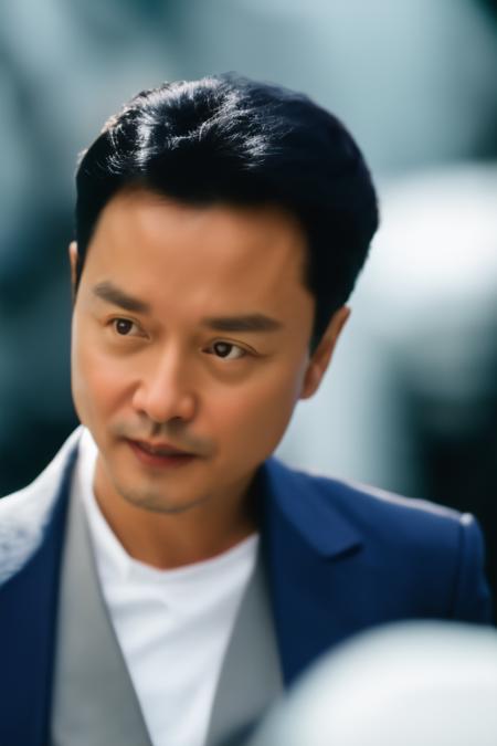 lesliecheung with suit, masterpiece, best quality, spacecraft background, solo, portrait, serious face, 8k uhd, dslr, soft lighting, high quality, film grain, Fujifilm XT3,<lora:lesliecheung_v4:1>