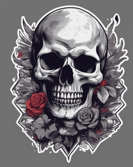 skull head, tshirt design, sticker. <lora:last:1>