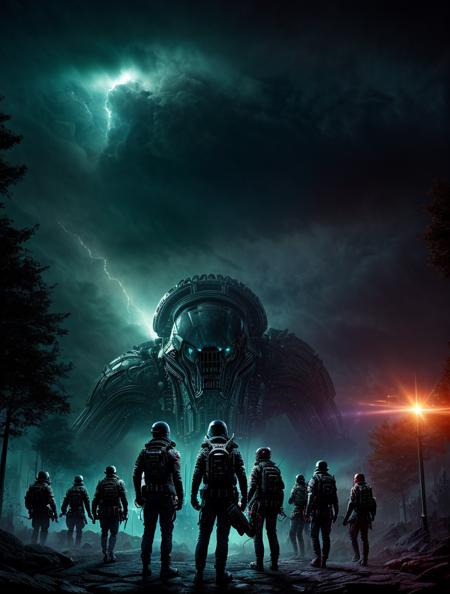 aliens attack a group of humans, control, forced, outer space, nebula, scary, demon, 24mm, 4k textures, soft cinematic light, adobe lightroom, photolab, hdr, intricate, elegant, highly detailed, sharp focus, ((((cinematic look)))), soothing tones, insane details, intricate details, hyperdetailed, low contrast, soft cinematic light, exposure blend, hdr, faded, <lora:more_details:.6>
