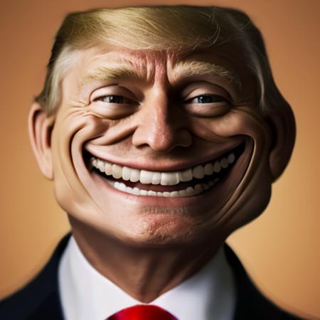 RAW photo,  donald trump, three-quarter, tr0ll face, wearing suit <lora:tr0ll-000040:1>, 8k uhd, dslr, soft lighting, high quality, film grain, Fujifilm XT3, simple background