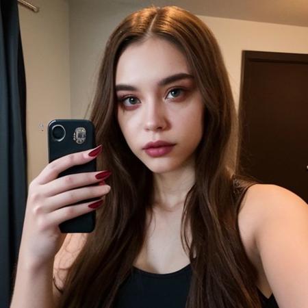 A selfie style photo of the last 25 year old woman from the last day of human kind on earth, extremely detailed, apocalypse, end of times