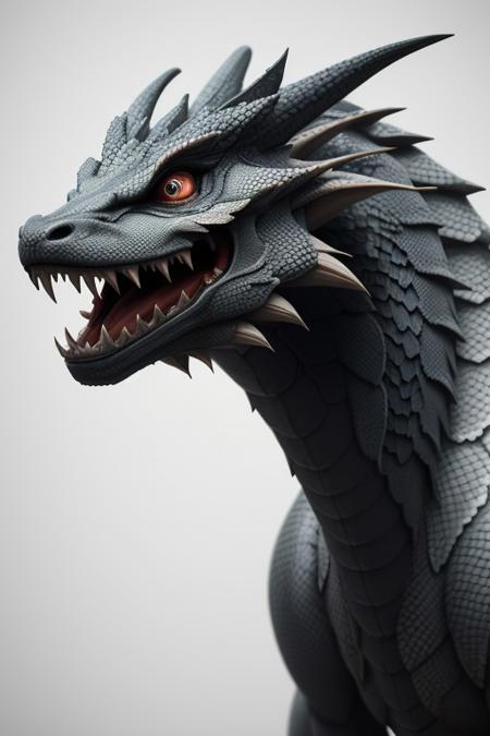Asian dragon,  White snake gradient  color, rough, textural, broad brush strokes, red color prominent detailed, alienzkin, silhouette, c4d, blender, raytracing, unreal engine 5, render 3d, face close up, Red Simple background,