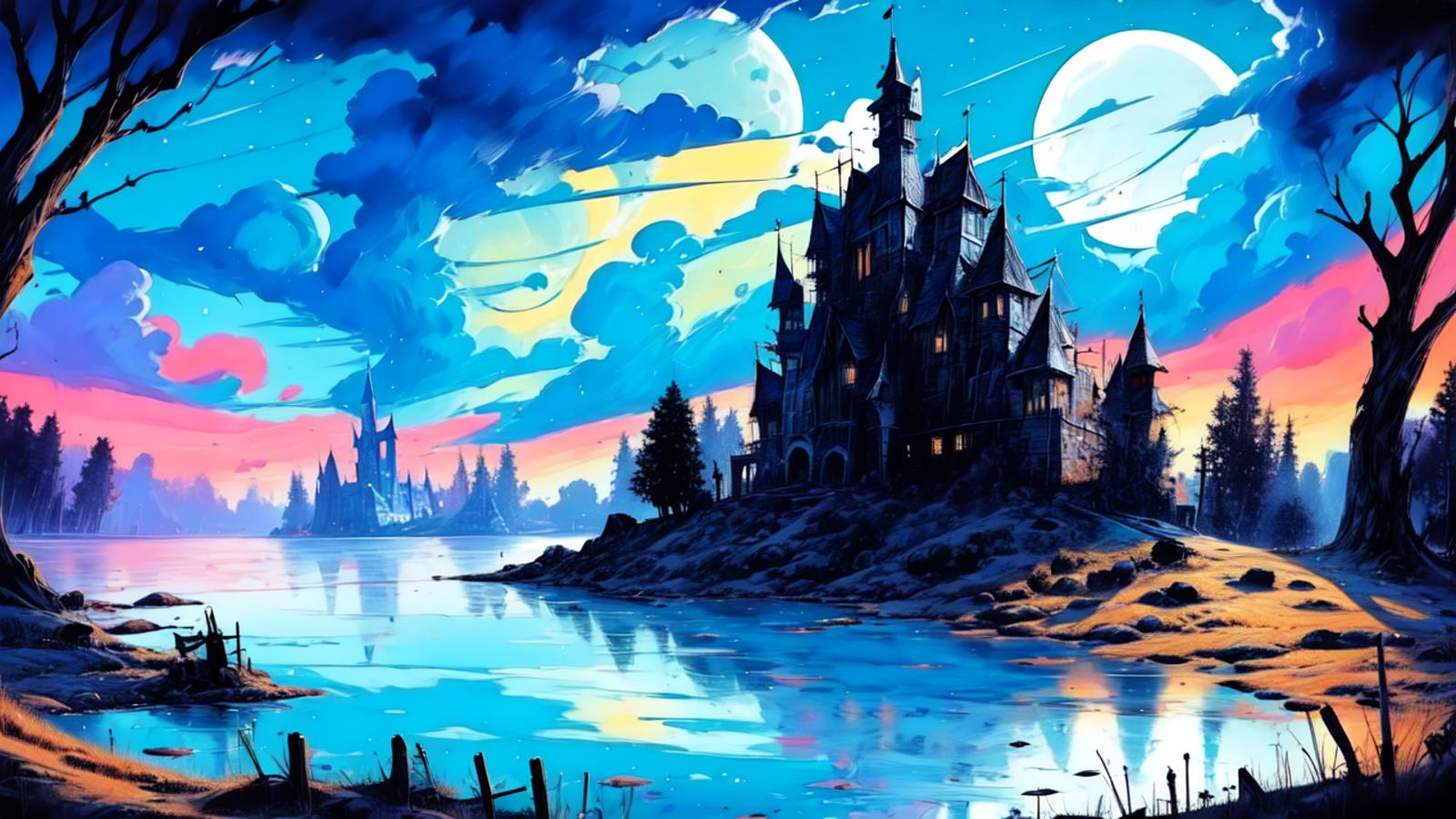 Fantasy Night Scenery background (可影响画风) Style image by ArienTOP