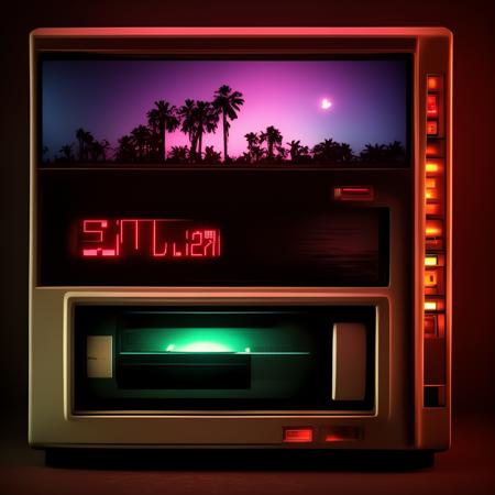 textless (retrowave:1)  an old television with a palm tree on the screen  <lora:RetroWave_LoraBooth:0.6>