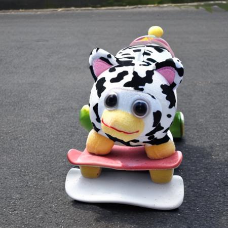 cow peepy on a skateboard <lora:pee-000250:0.9>