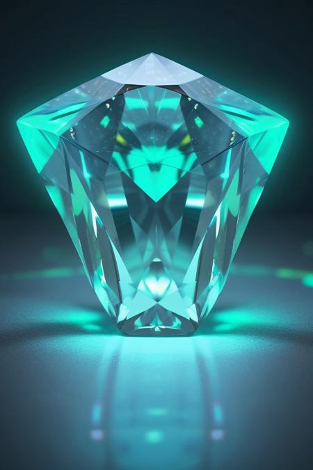 gorgeous neon diamond, front view,