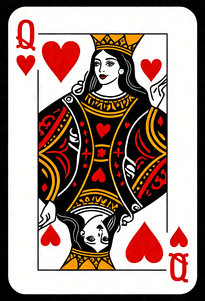 a queen of hearts playing card design