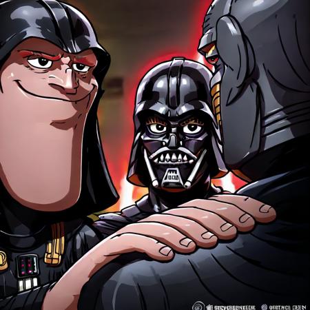 a cartoon  Darth Vader ,  <lora:memehand:0.85>