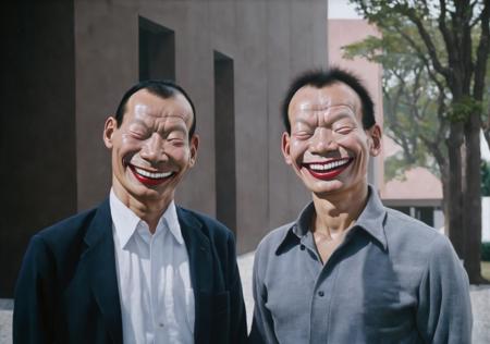 yue_minjun, two man laughing