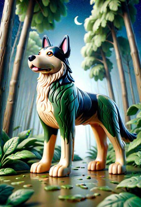 an dog in a mythical forrest, at night, bright sky <lora:ral-plymbl-sdxl:1> ral-plymbl