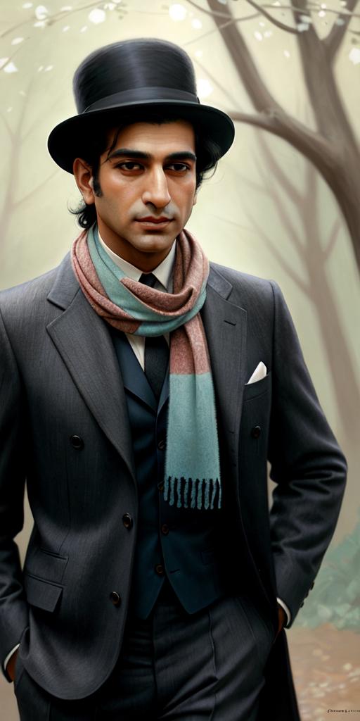 01135-20230720044222-art_by_Ben_Aronson_Pastels_artwork_summer_fauna_elegant_1970S_Kamran_wearing_Ecuadorian_Bowler_hat_Disciplined_Scarf_sof.png