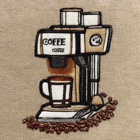 <lora:kEmbroideryDSnD:1> Embroidery coffee machine