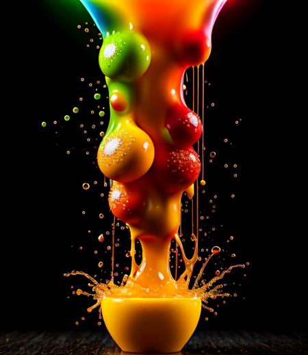 abstract, explotion, photorealistic, Food fruit LIQUID SPLASH, 3D BEEPLE STYLE, 8 k, 32 k, HDR, realistic,