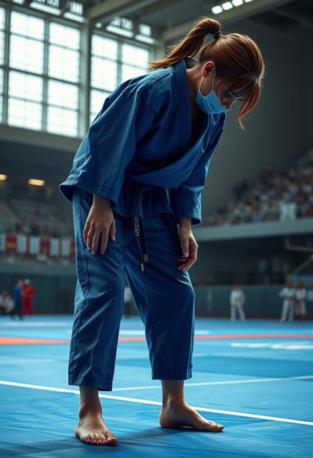 1girl, cinematic composition, wearing a blue judo uniform, judo pants, judo ground, stadium, sweating, standing, bend over, highly detailed, 4k resolution, ultrarealistic, real photo, detailed skin, photorealistic, high quality, sharp focus
 <lora:kw75_1996_gb_lora_v01:1> kw75