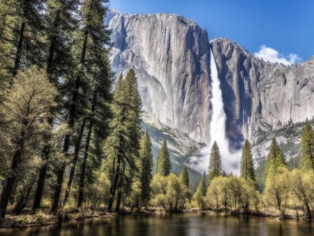 best quality,masterpiece,highers,4k,8k,realistic,
yosemite,forest,tree,bush,grass,water,river,mountain,blue_sky,sky,day,cloud,nature,no_humans,outdoors,scenery,