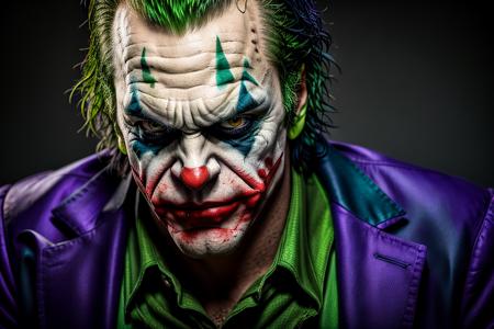 photo portrait of (Joker as Hulk)), (angry:1.4), , diffuse lighting, natural soft colors, hyper-realistic, film grain, highly detailed