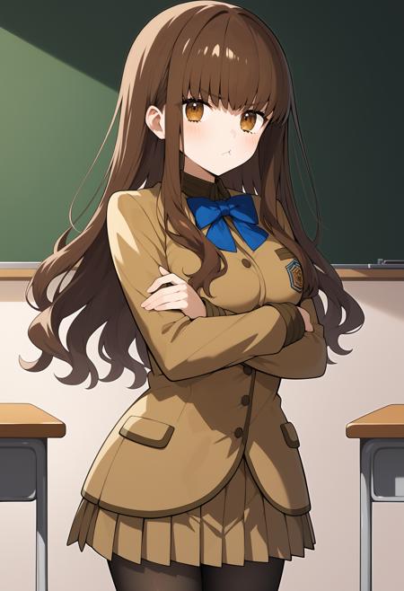 aahakuno, long hair, brown hair, brown eyes, breasts, school uniform, blue bowtie, brown jacket, long sleeves, pleated skirt, brown skirt, black pantyhose aahakuno, long hair, brown hair, brown eyes, breasts, black serafuku, black sailor collar, red neckerchief, sailor shirt, black shirt, long sleeves, pleated skirt, black skirt aahakuno, long hair, brown hair, ponytail, hair ribbon, visor cap, white headwear, brown eyes, breasts, one-piece swimsuit, sleeveless, bracelet