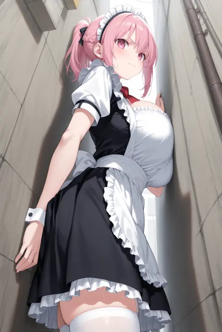 stuck wall / 壁張り付き / 胸が邪魔 / 路地裏