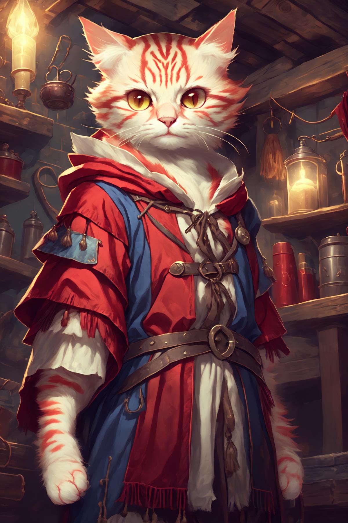 <lora:cat-000008:1> c4ttitude red, wearing wizard outfit