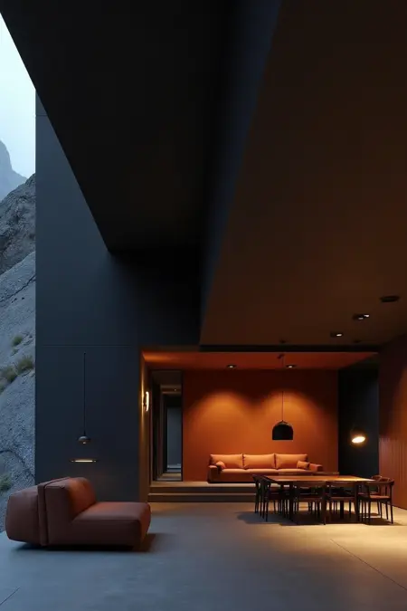 DJ_Dark Geometric Architecture_Interior Scene Design