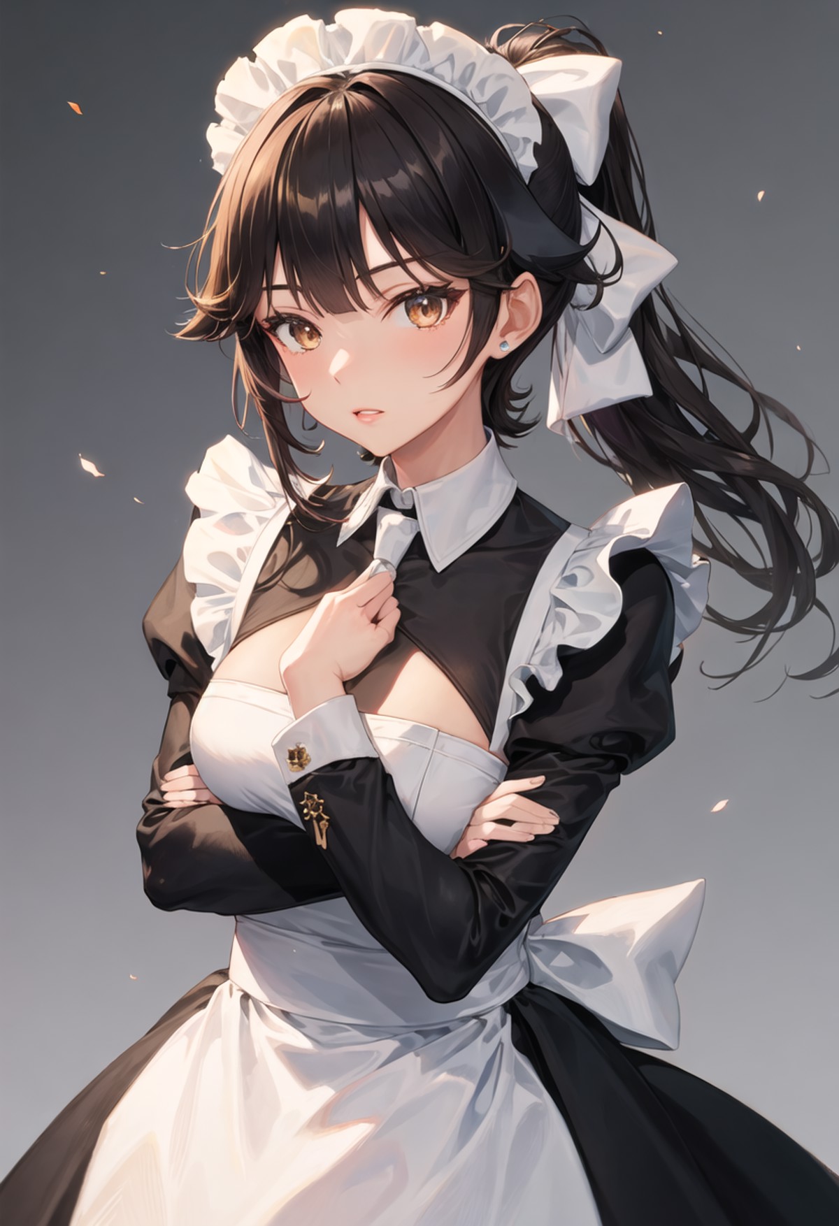 best quality, masterpiece, highres, solo, {takao_azurlane:0.90}, {maid:1.40}, {long maid dress:1.15}