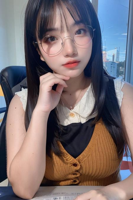 a photo of angelchan, 18 year old girl in the classroom, close up, <lora:angelchan-14:0.9>, (intricate details:0.8), (hdr, hyperdetailed:1.2),