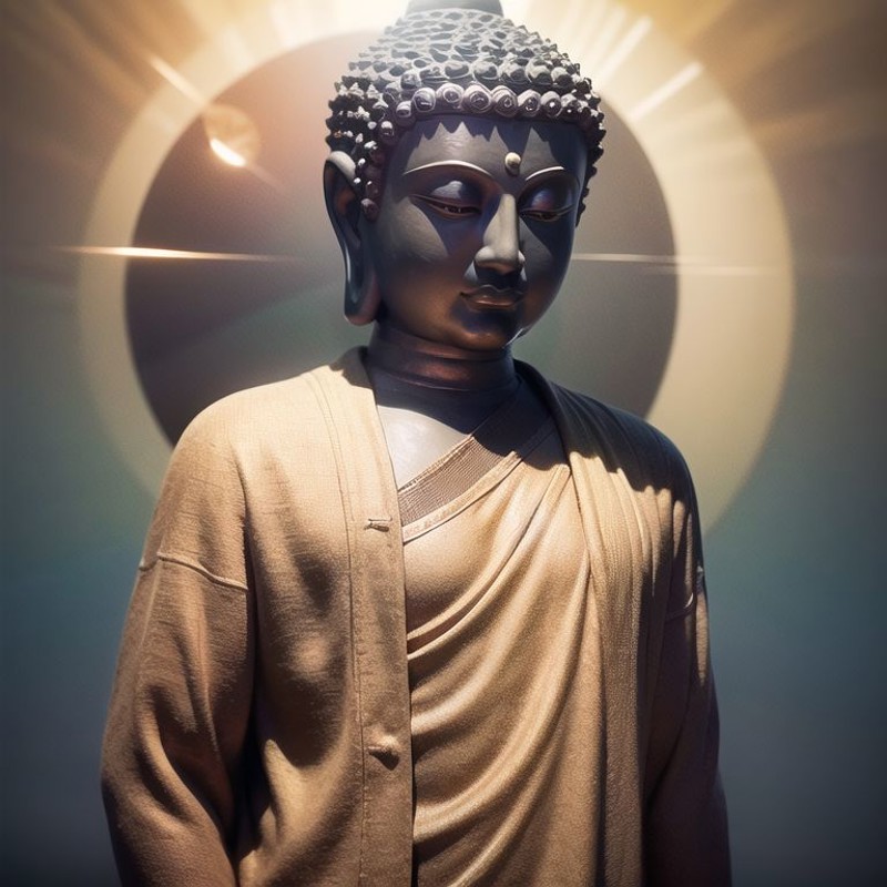 <lora:zyd232_BuddhaStatue_v1.1:0.8>, Budda Statue, half body, (light disk behind head:1.8), (in void:1.6), (photorealistic...