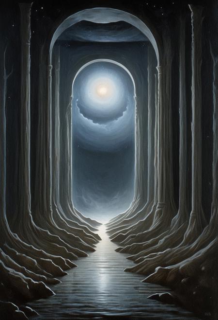 Irritating eternal endless emptiness of space fulfilled with the immense inexhaustible irresistible source of awe and horror, masterpiece, best quality, detailed, high quality, scenery, by xavier valls