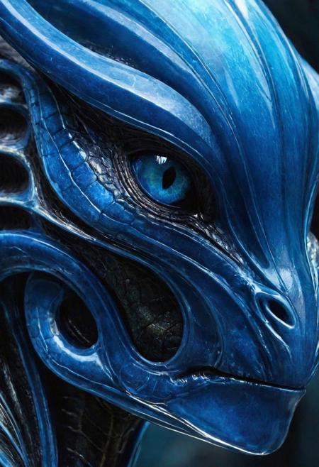 a blue glass scifi creature with semitransparent body close-up, concept art, inspired by Giger, digital art, iphone background, avatar image, sleek dragon head, luminous veins, profile shot, beautiful iphone wallpaper, sherek head design as a bottle, hd phone wallpaper, protoss, blue-skinned elf, glass skin, reptilian, cortana from halo, cosmic art, alien =}