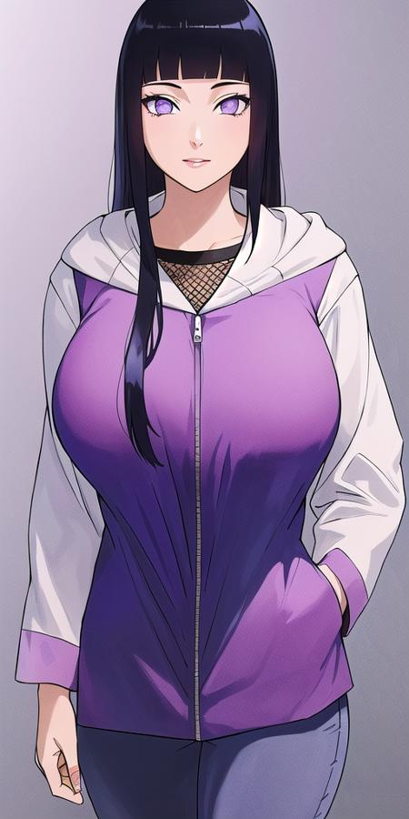 <lora:Hyuuga_HinataV1:0.7> hyuuga_hinata, huge_breasts, standing, solo, Purple_hooded_jacket_Blue_pants,, masterpiece, best quality, detailed face, detailed eyes, highres,