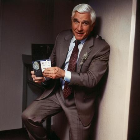 (((a man showing his police id, full body)))  <lora:LeslieNielsenLora:0.8> 1boy, white hair, old man, formal, shirt, necktie, suit, manly