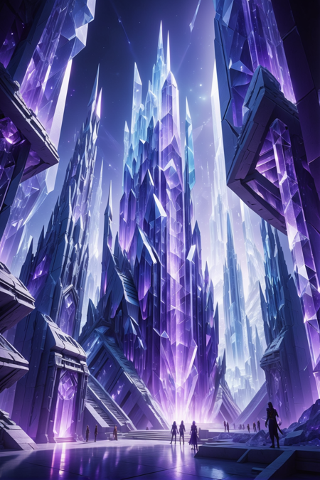 radiant  ultraviolet crystal architecture, photograph, promotional still, cinematic color grading, fantasy, demonic,mysterious scifi subterranean city outside of the universe, crystal buildingsd<lora:EnvyBetterHiresFixXL01:0:hr=1><lora:EnvyCrystalXL01:1>