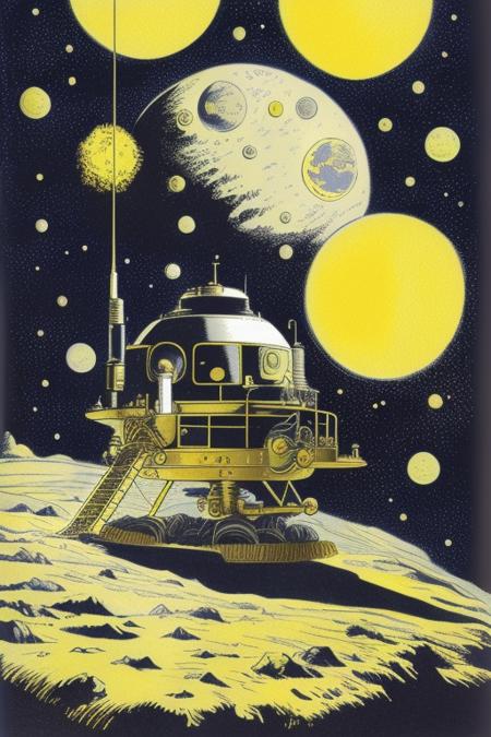 a children's book illustration of the lunar surface by  youwillgotothemoon3
trending on artstation,award winning,highly detailed,intricate,masterpiece,best quality,