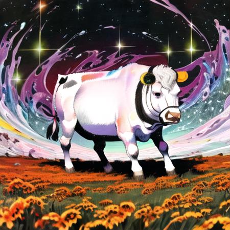 manga art, landscape, scan, detailed, masterpiece, high detail, ambient, bull cow, colorful, nature background, light sparkle, abstract
 <lora:arakistyle:1.2>