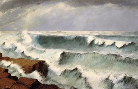 style of Edgar Degas, cliff,swell ,storm,heavy seas,shore ,
