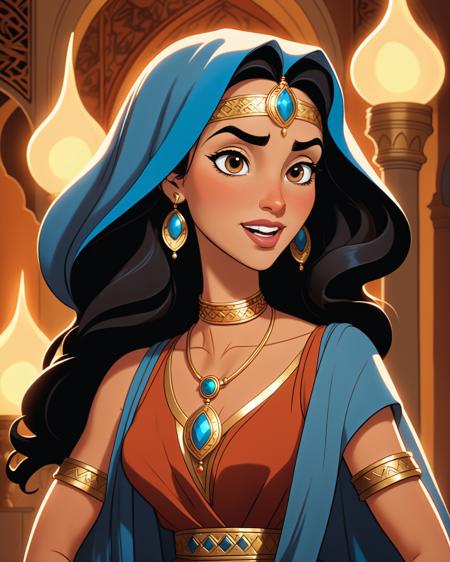 ((detailed)), ((masterpiece)), ((best quality)), Elegant, ((Striking)), ((Breathtaking)) Cartoon, NSFW, (style of Don Bluth)
Woman, Middle Eastern, Middle Easterner, Levantine
Highlighting light, Accentuated glow, Feature lighting, Enhanced colors, Increased contrast