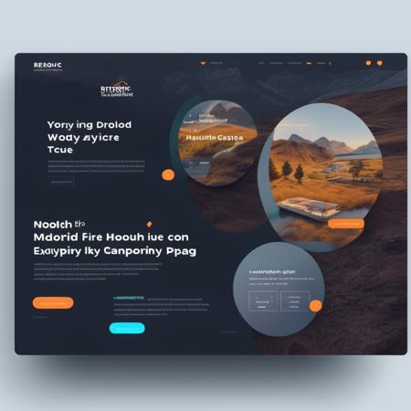 WEBUI design of a landing page for a design company website, UI, UX, Sleek design, Modern, Very detailed, Complimentary colors, 8K