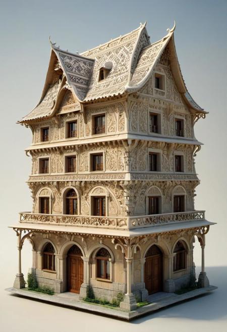 by Saner Edgar,  mesmerizing , 3d-model but extremely beautiful:1.4), (intricate details, masterpiece, best quality:1.4),
Architectural style, Clean lines, geometric shapes, minimalist, neolithic, architectural drawing, neolithic house highly detailed,  looking at viewer, neolithic geometrical patterns
<lora:add-detail-xl:1> <lora:xl_more_art-full_v1:0.5> <lora:looking_at_viewer:2>