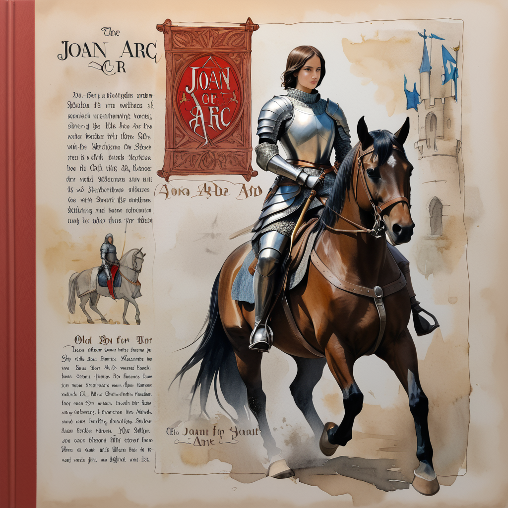 watercolor_style_painting__photo_of_old_book_with_text__joan_of_arc___old_book_cover_with_text__joan_of_arc___front_cover_with_text__joan_of_arc___with_rough_watercolor_sketch_of_hkstyle_joan_of_1.png