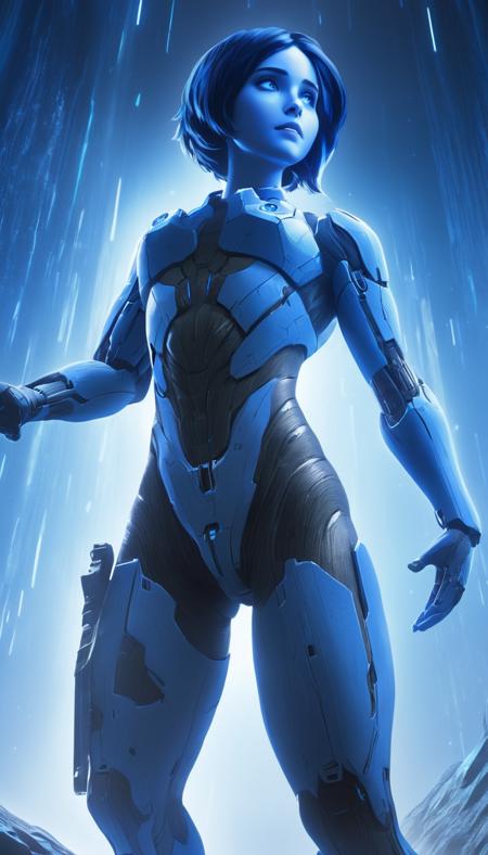 breathtaking Cinematic scene, hero view, Cortana, Halo, action pose, detailed background, masterpiece, best quality, high quality, highres, absurdres <lora:cortana_xl_v1:1> . award-winning, professional, highly detailed