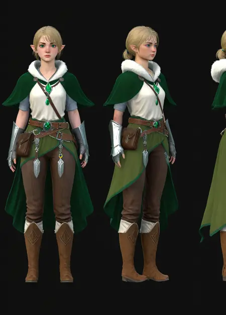 F1/XL MMO RPG Model Turn, Multi-View, Turnaround, Model Sheet, Character Design