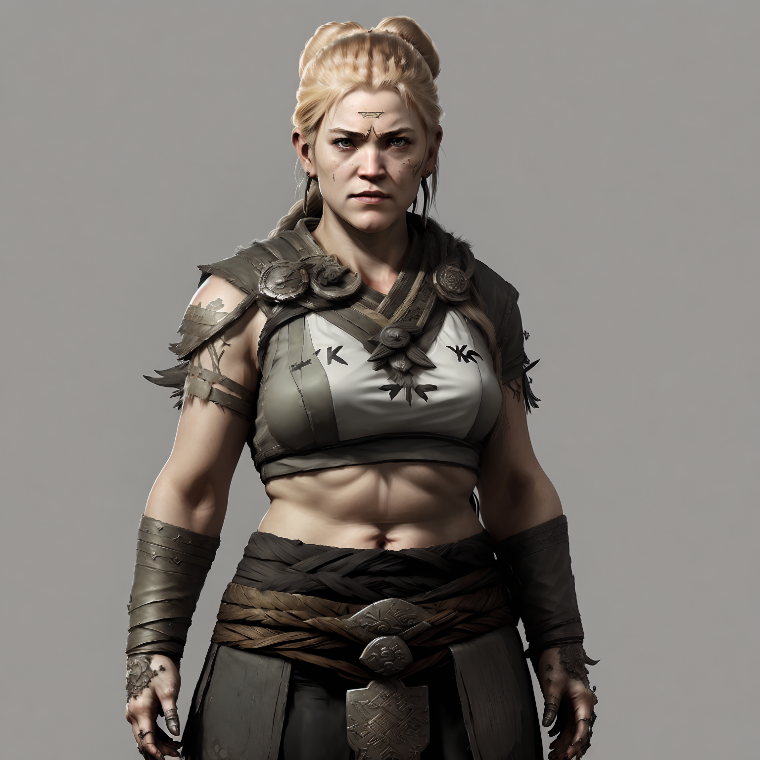 a photo of character of a yang (((female))) viking witch, award winning image, highly detailed, 16k, video game concept ar...