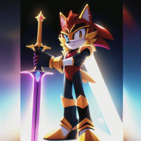 mobian wearing armor, posing with sword, masterpiece, volumetric lighting, cinematic lighting, boy